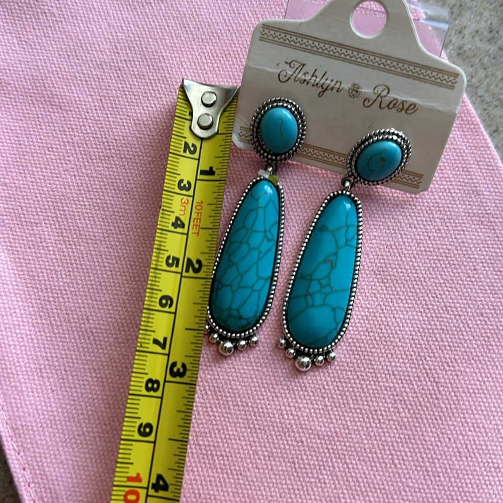 How turquoise drop earrings - Picture 3 of 4